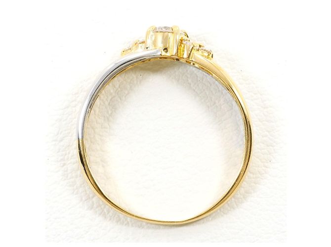 Autre Marque 18K Gelbgold- und Platin-Ring mit Diamant Golden - Ansicht 2