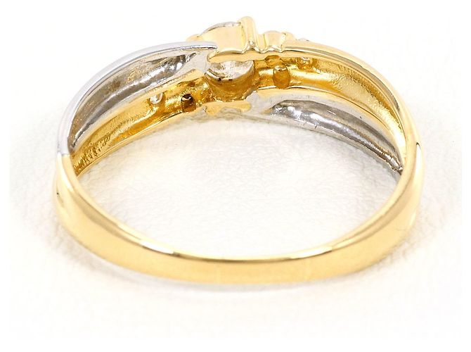 Autre Marque 18K Gelbgold- und Platin-Ring mit Diamant Golden - Ansicht 3
