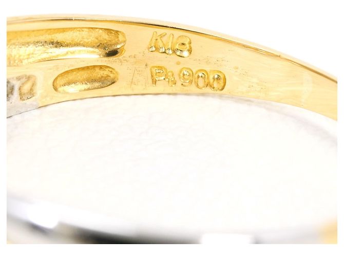 Autre Marque 18K Gelbgold- und Platin-Ring mit Diamant Golden - Ansicht 4