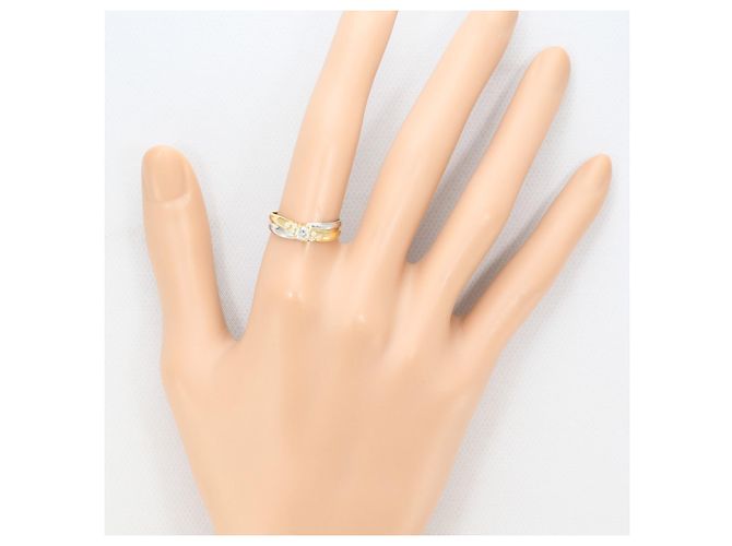 Autre Marque 18K Gelbgold- und Platin-Ring mit Diamant Golden - Ansicht 6