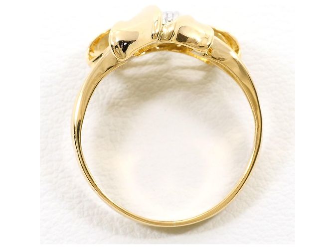 Autre Marque Anello a fascia in oro giallo 18K e platino con diamante verde D'oro - vista 2