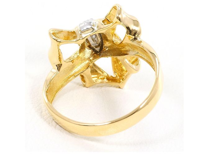 Autre Marque Anello a fascia in oro giallo 18K e platino con diamante verde D'oro - vista 3