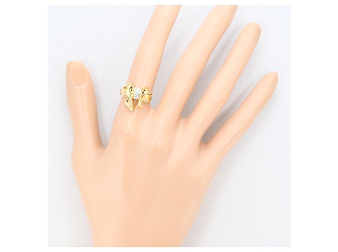 Autre Marque Anello a fascia in oro giallo 18K e platino con diamante verde D'oro - vista 5