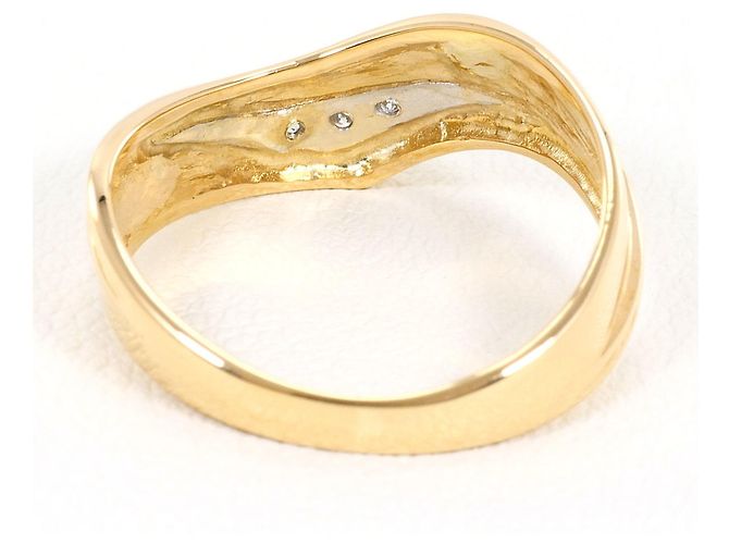Autre Marque 18K Gelbgold- und Platinring mit grünem Diamanten Golden - Ansicht 3