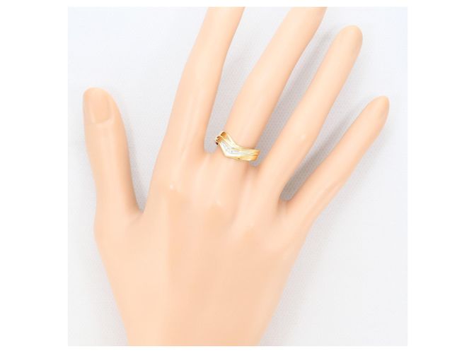 Autre Marque 18K Gelbgold- und Platinring mit grünem Diamanten Golden - Ansicht 5