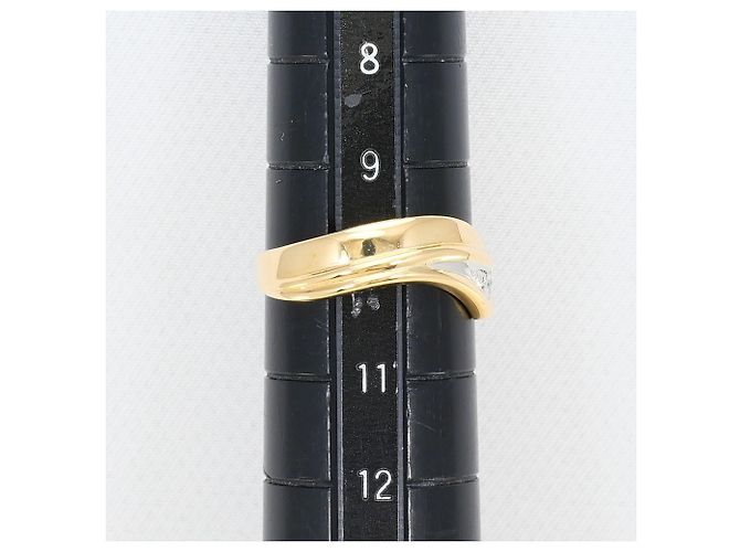 Autre Marque 18K Gelbgold- und Platinring mit grünem Diamanten Golden - Ansicht 6