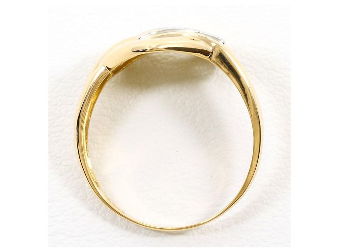 Autre Marque 18K Gelbgold- und Platinring mit grünem Diamanten Golden - Ansicht 2