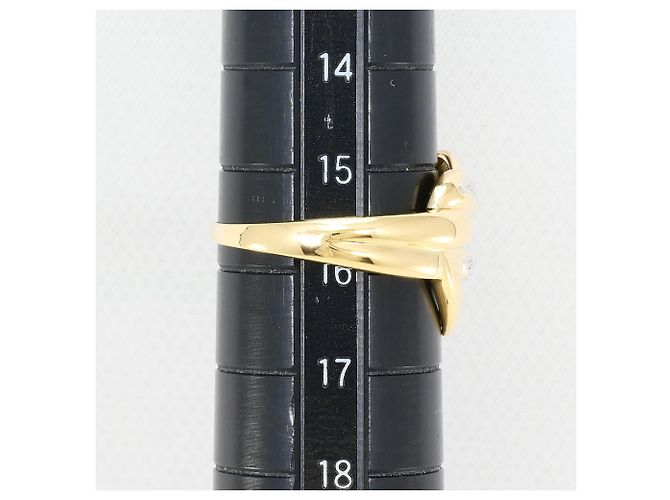 Autre Marque 18K Gelbgold- und Platinring mit grünem Diamanten Golden - Ansicht 7