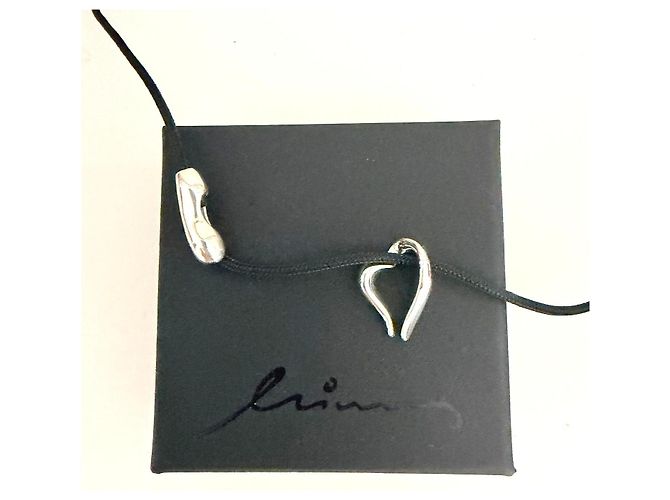 Autre Marque MINAS Darling Heart Collana in Argento 925 e Cordino Nero Multicolore - vista 14