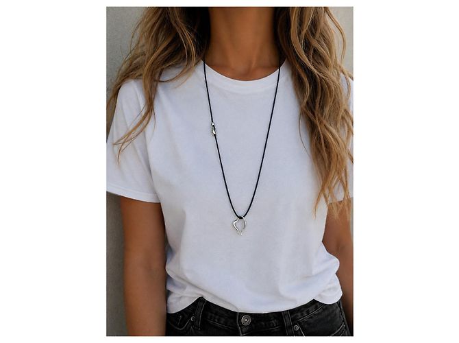 Autre Marque MINAS Darling Heart Collana in Argento 925 e Cordino Nero Multicolore - vista 16