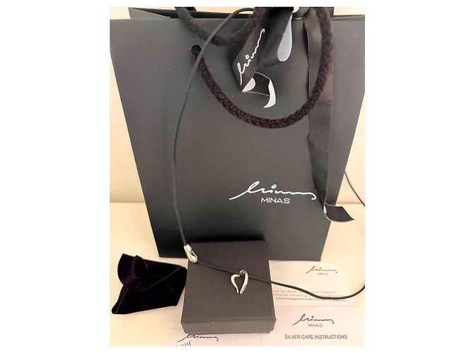 Autre Marque MINAS Darling Heart Collana in Argento 925 e Cordino Nero Multicolore - vista 17
