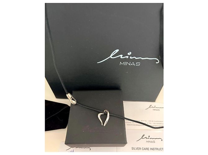 Autre Marque MINAS Darling Heart Collana in Argento 925 e Cordino Nero Multicolore - vista 2