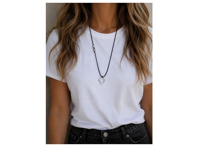 Autre Marque MINAS Darling Heart Collana in Argento 925 e Cordino Nero Multicolore - vista 3