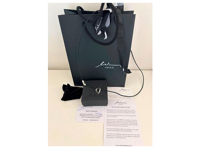 Autre Marque MINAS Darling Heart Collana in Argento 925 e Cordino Nero Multicolore - vista 6