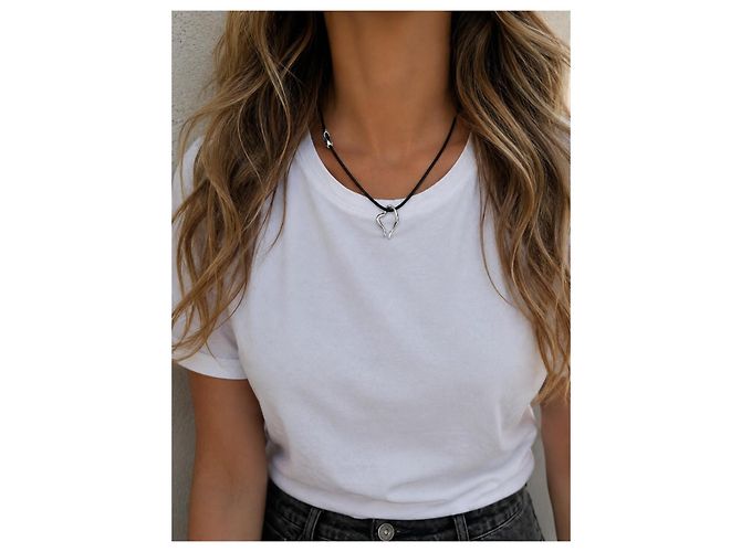 Autre Marque MINAS Darling Heart Collana in Argento 925 e Cordino Nero Multicolore - vista 9