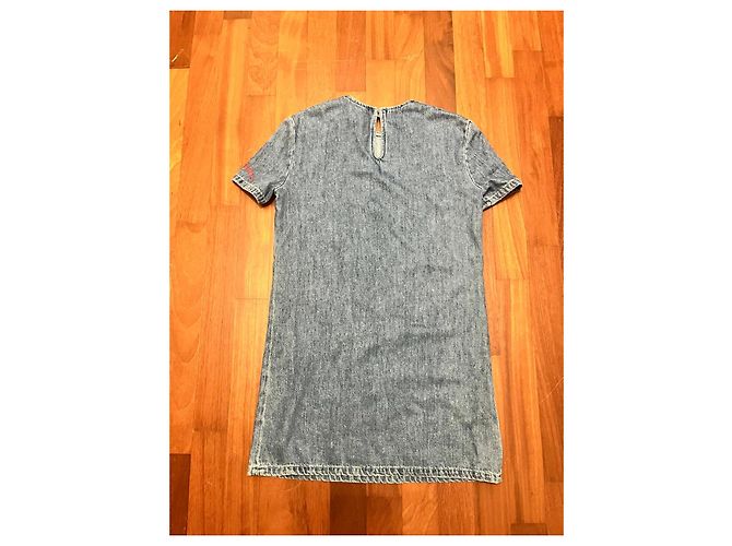 Marni Denim-Kleid mit Blumenapplikation Blau Orange Gelb - Ansicht 2