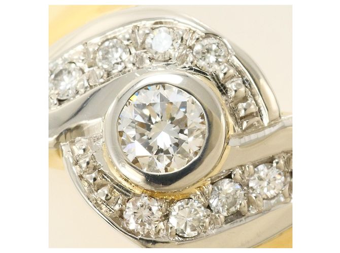 Autre Marque PT900 Platin 18K Gelbgold Diamantring Golden - Ansicht 2
