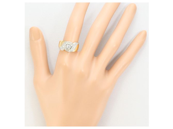 Autre Marque PT900 Platin 18K Gelbgold Diamantring Golden - Ansicht 6