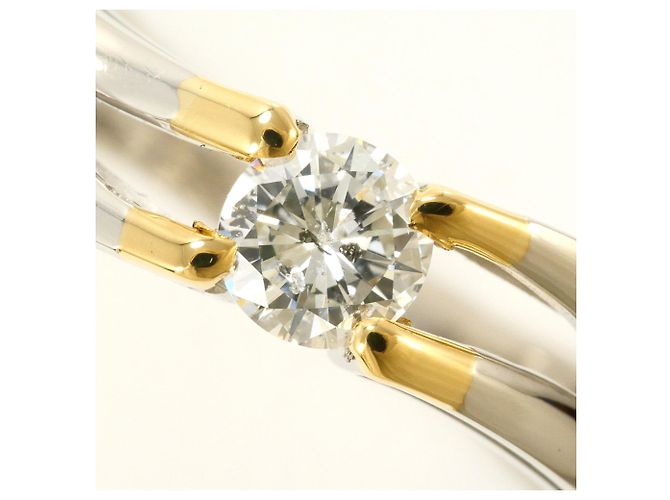 Autre Marque Anello a fascia elegante in platino e oro giallo e diamanti D'oro - vista 2