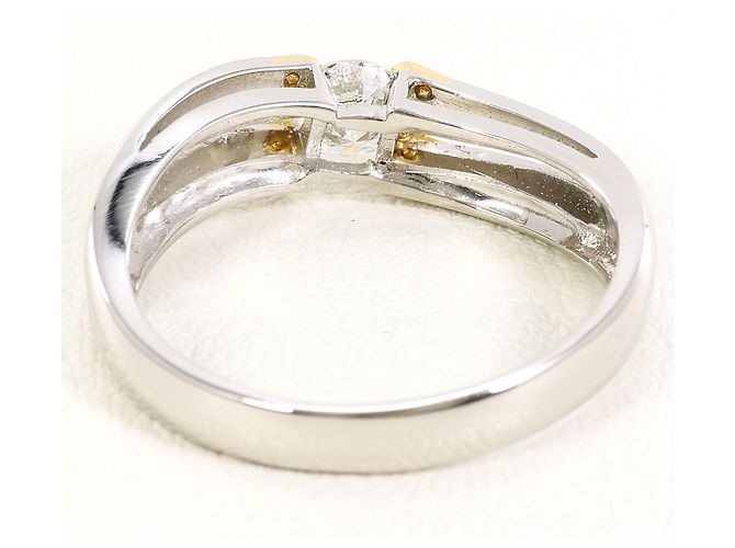 Autre Marque Anello a fascia elegante in platino e oro giallo e diamanti D'oro - vista 4