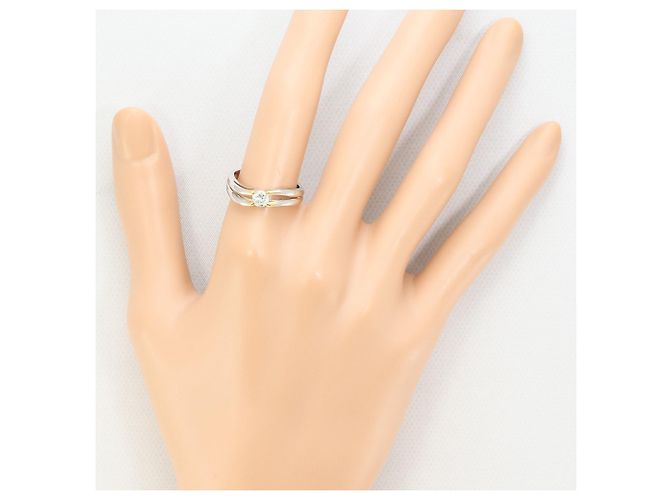Autre Marque Anello a fascia elegante in platino e oro giallo e diamanti D'oro - vista 7