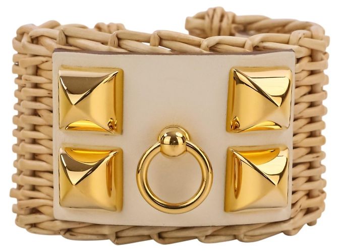 Hermès Bracciale rigido Hermes Collier de Chien Medor Picnic Beige D'oro - vista 2