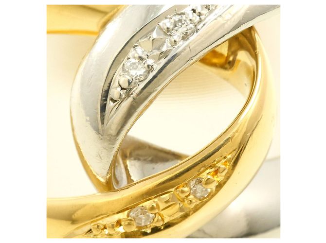 Autre Marque Platin- und Gelbgold-Ring mit Diamant Golden - Ansicht 2