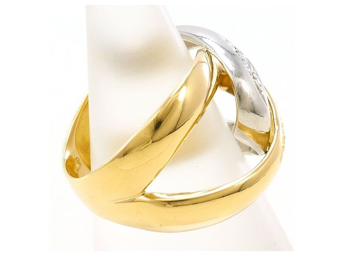 Autre Marque Platin- und Gelbgold-Ring mit Diamant Golden - Ansicht 3