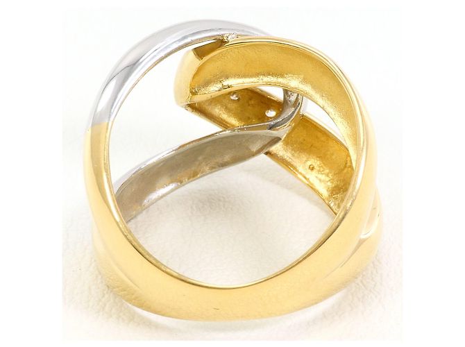 Autre Marque Platin- und Gelbgold-Ring mit Diamant Golden - Ansicht 4