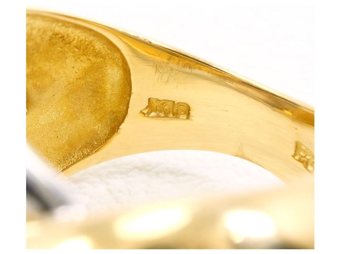 Autre Marque Platin- und Gelbgold-Ring mit Diamant Golden - Ansicht 5