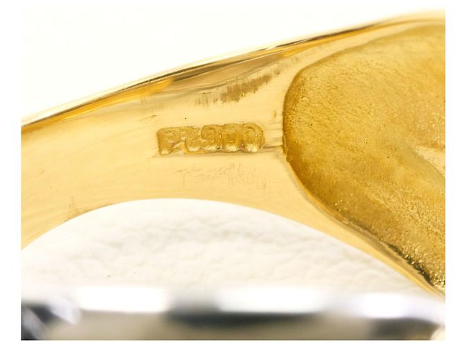 Autre Marque Platin- und Gelbgold-Ring mit Diamant Golden - Ansicht 6