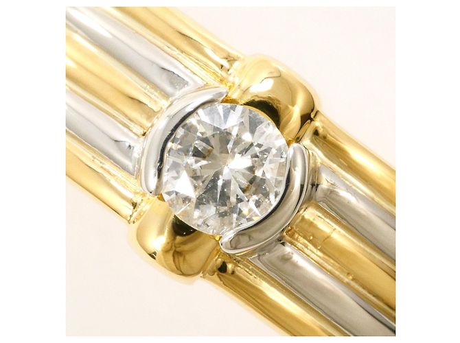 Autre Marque Platin- und Gelbgold-Ring mit Diamant Golden - Ansicht 2