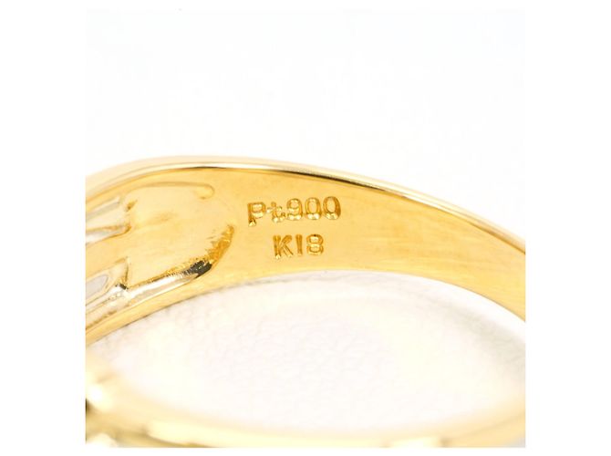 Autre Marque Platin- und Gelbgold-Ring mit Diamant Golden - Ansicht 5