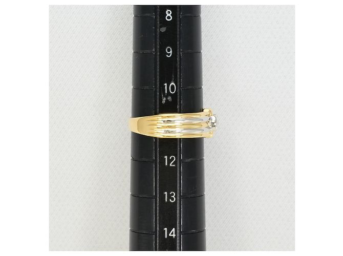 Autre Marque Platin- und Gelbgold-Ring mit Diamant Golden - Ansicht 8
