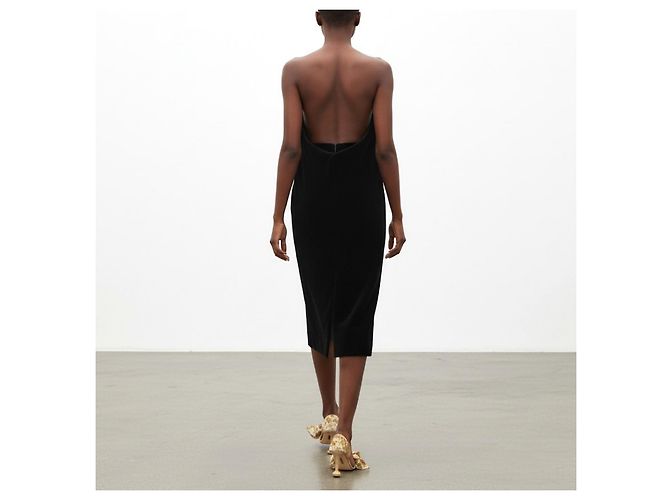Loewe Schwarzes Samt-Midikleid mit V-Ausschnitt - Ansicht 4