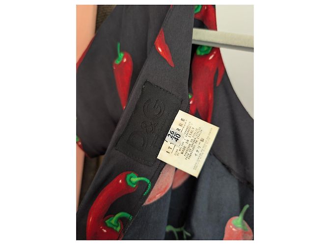 D&G Kleid mit rotem Chili-Print Schwarz - Ansicht 5