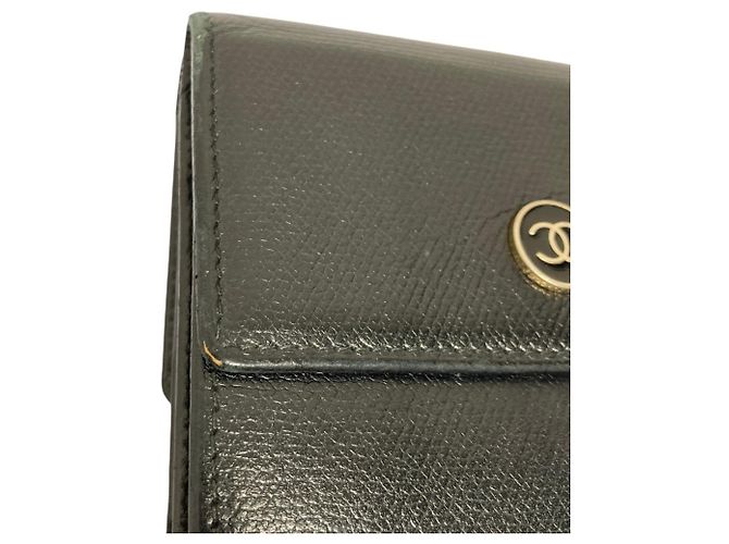 Chanel Black Leather Compact Tri-fold Wallet - view 11