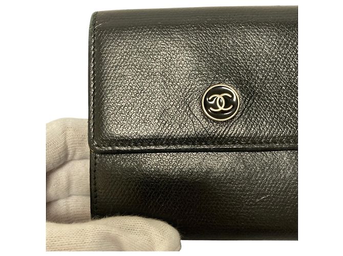 Chanel Black Leather Compact Tri-fold Wallet - view 12