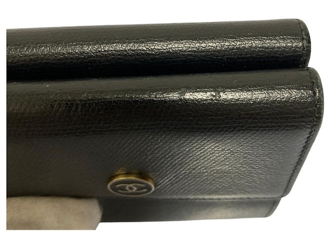 Chanel Black Leather Compact Tri-fold Wallet - view 13
