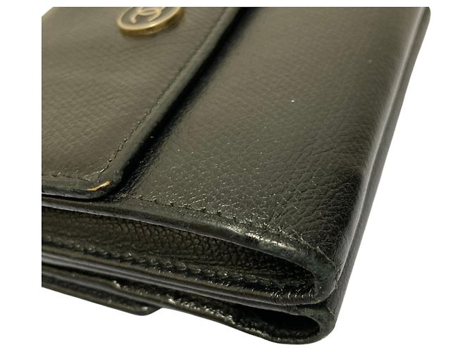 Chanel Black Leather Compact Tri-fold Wallet - view 15