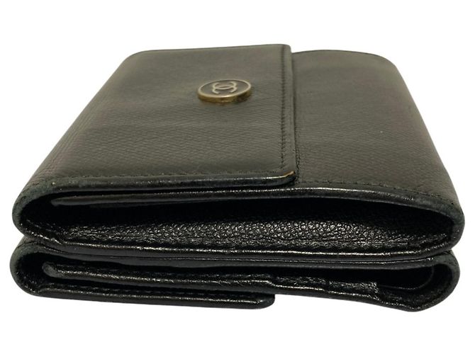 Chanel Black Leather Compact Tri-fold Wallet - view 3
