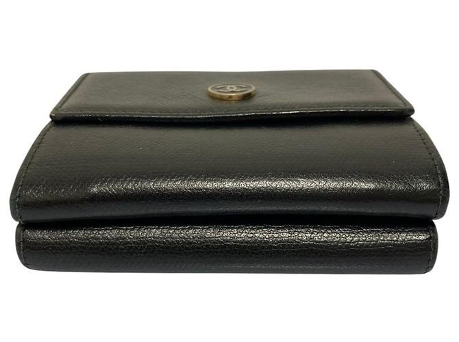 Chanel Black Leather Compact Tri-fold Wallet - view 4