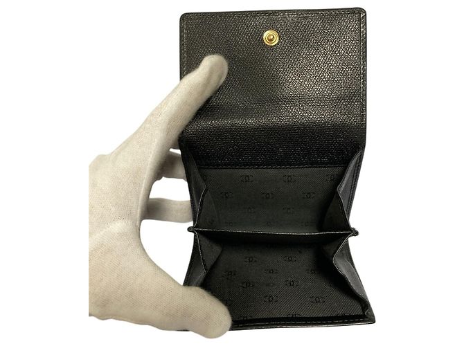 Chanel Black Leather Compact Tri-fold Wallet - view 5