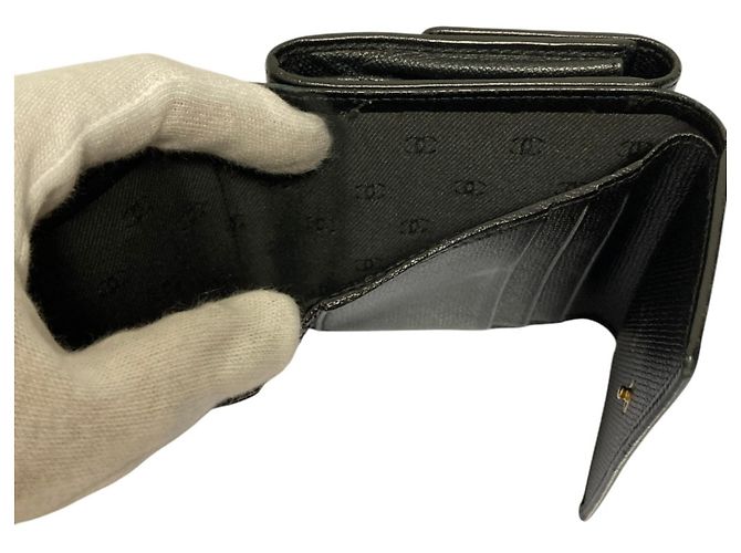 Chanel Black Leather Compact Tri-fold Wallet - view 8