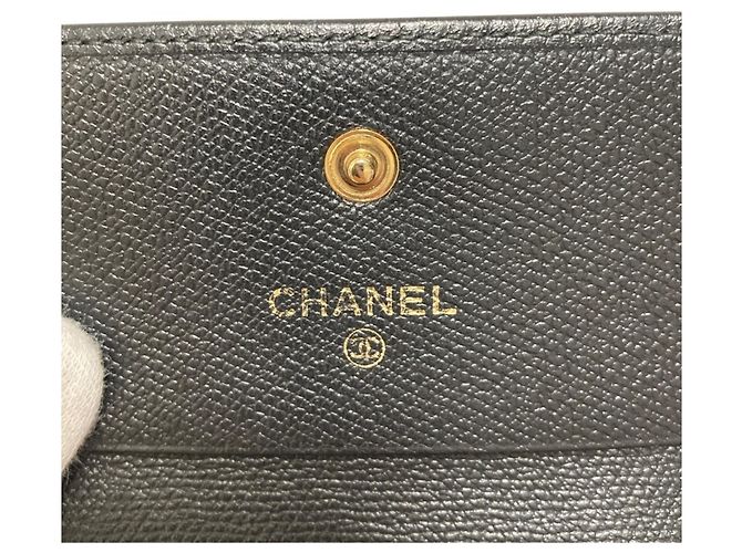 Chanel Black Leather Compact Tri-fold Wallet - view 9