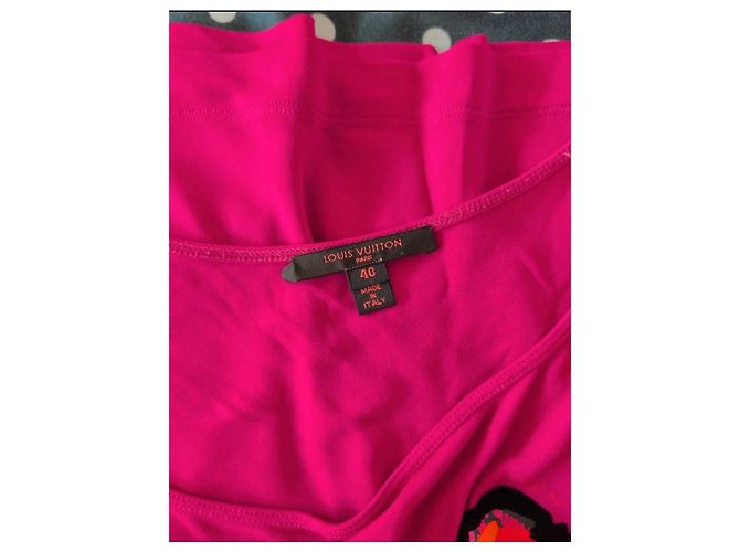 Louis Vuitton Rosa Viskose-Sommerkleid mit Rosenmuster Pink - Ansicht 4