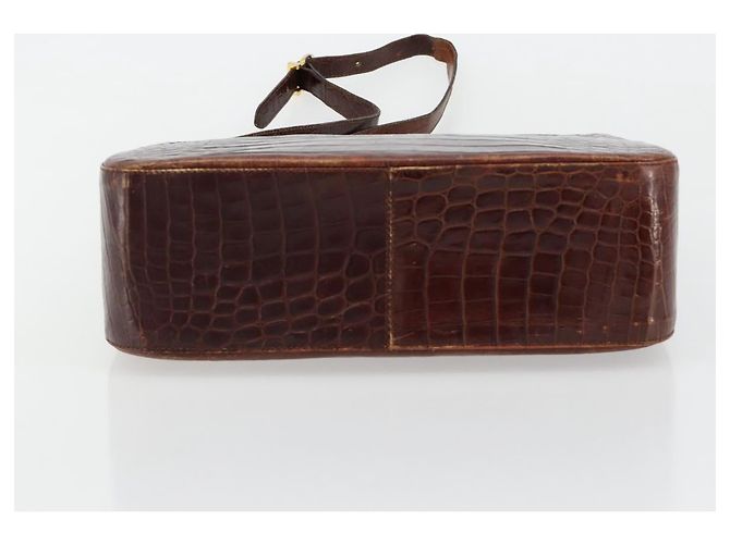 Borsa a Spalla Salvatore Ferragamo in Pelle Marrone e Oro Auth ka4542 D'oro - vista 10