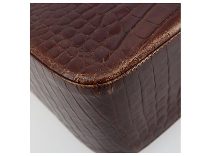 Borsa a Spalla Salvatore Ferragamo in Pelle Marrone e Oro Auth ka4542 D'oro - vista 12