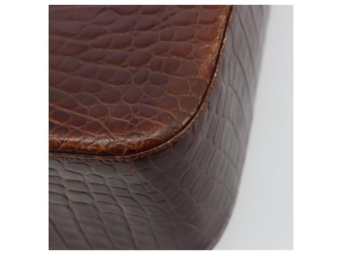 Borsa a Spalla Salvatore Ferragamo in Pelle Marrone e Oro Auth ka4542 D'oro - vista 13