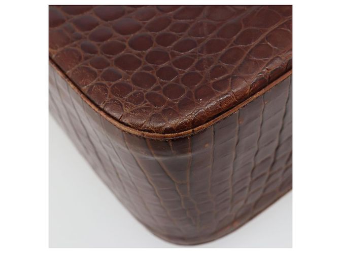 Borsa a Spalla Salvatore Ferragamo in Pelle Marrone e Oro Auth ka4542 D'oro - vista 14